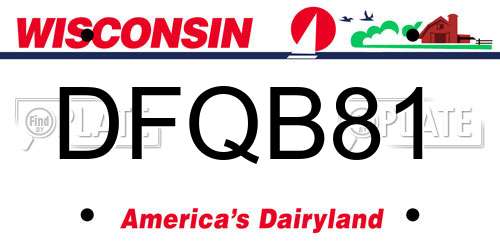 DFQB81 Wisconsin License Plate