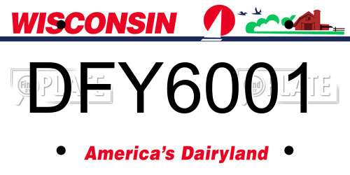 DFY6001 Wisconsin License Plate
