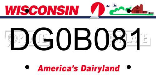 DG0B081 Wisconsin License Plate