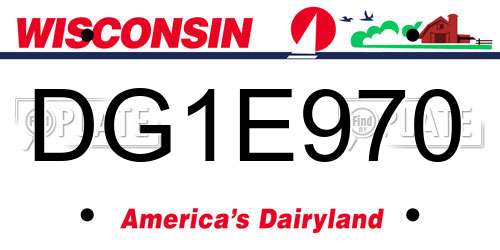 DG1E970 Wisconsin License Plate