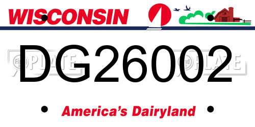 DG26002 Wisconsin License Plate