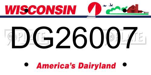 DG26007 Wisconsin License Plate