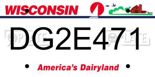 DG2E471 Wisconsin License Plate