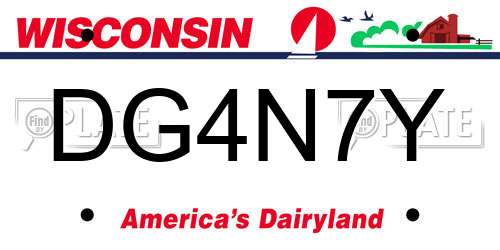 DG4N7Y Wisconsin License Plate