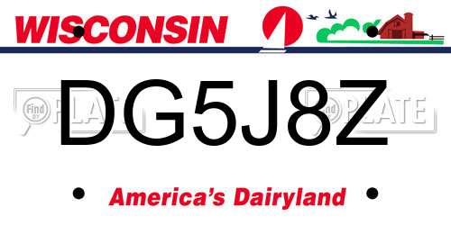DG5J8Z Wisconsin License Plate