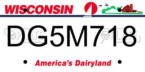 DG5M718 Wisconsin License Plate