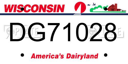 DG71028 Wisconsin License Plate