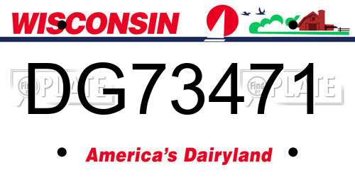 DG73471 Wisconsin License Plate
