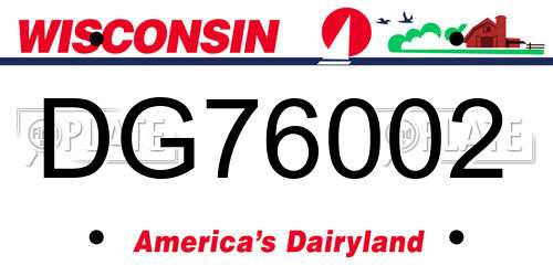 DG76002 Wisconsin License Plate