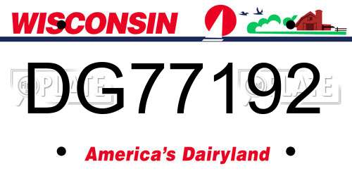 DG77192 Wisconsin License Plate