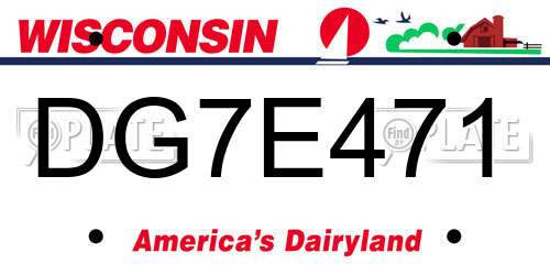 DG7E471 Wisconsin License Plate