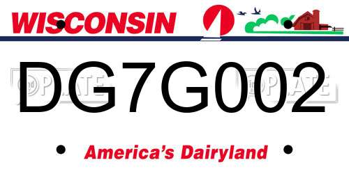 DG7G002 Wisconsin License Plate