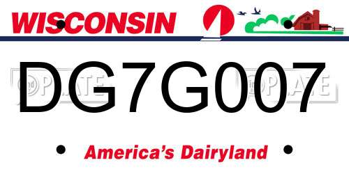 DG7G007 Wisconsin License Plate
