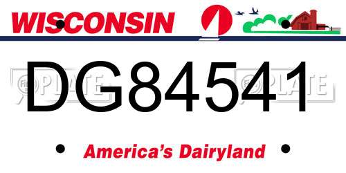 DG84541 Wisconsin License Plate