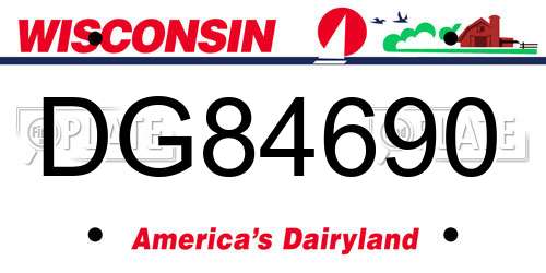 DG84690 Wisconsin License Plate