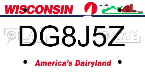 DG8J5Z Wisconsin License Plate