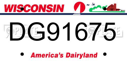 DG91675 Wisconsin License Plate