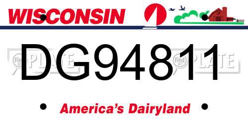 DG94811 Wisconsin License Plate