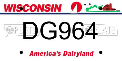 DG964 Wisconsin License Plate