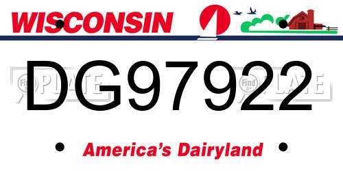 DG97922 Wisconsin License Plate