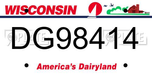 DG98414 Wisconsin License Plate