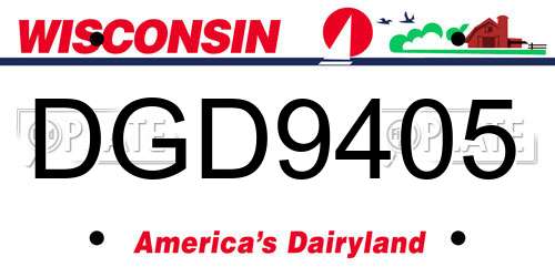 DGD9405 Wisconsin License Plate
