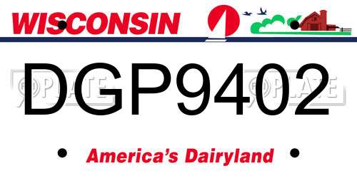 DGP9402 Wisconsin License Plate