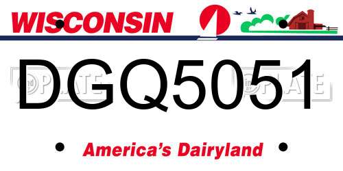 DGQ5051 Wisconsin License Plate