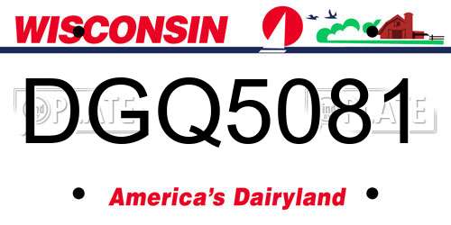 DGQ5081 Wisconsin License Plate