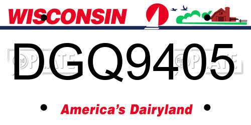 DGQ9405 Wisconsin License Plate