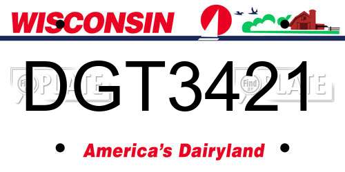 DGT3421 Wisconsin License Plate