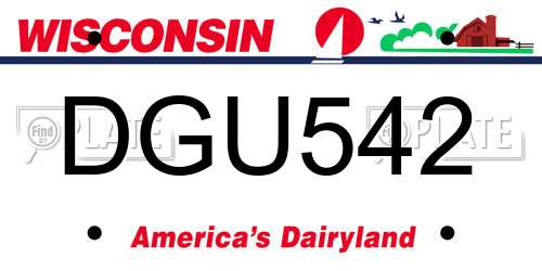 DGU542 Wisconsin License Plate