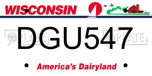 DGU547 Wisconsin License Plate