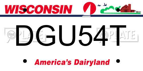 DGU54T Wisconsin License Plate
