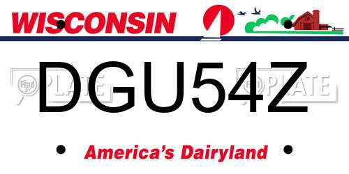 DGU54Z Wisconsin License Plate