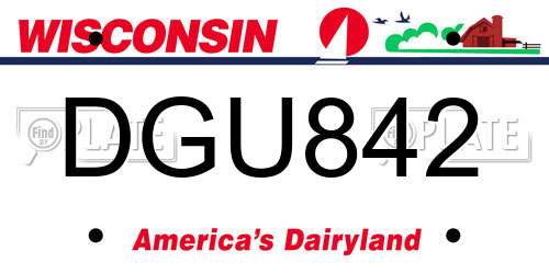 DGU842 Wisconsin License Plate
