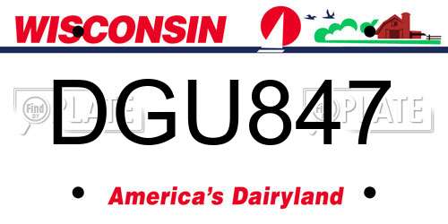 DGU847 Wisconsin License Plate