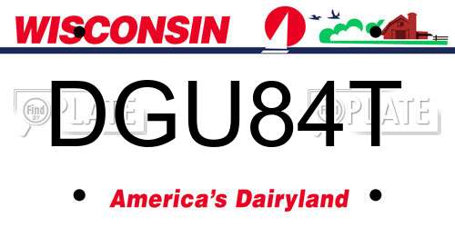 DGU84T Wisconsin License Plate