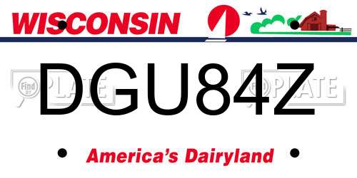 DGU84Z Wisconsin License Plate