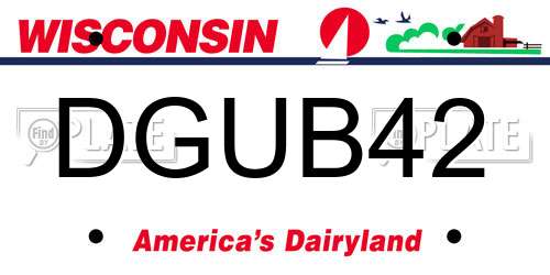 DGUB42 Wisconsin License Plate