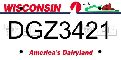 DGZ3421 Wisconsin License Plate