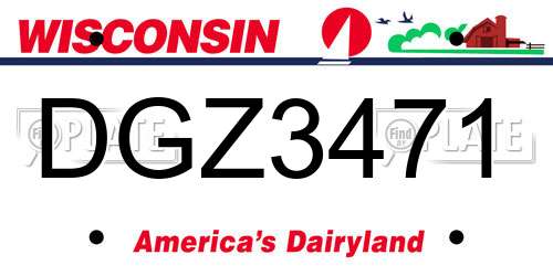 DGZ3471 Wisconsin License Plate