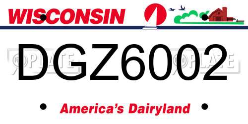 DGZ6002 Wisconsin License Plate