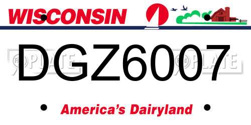 DGZ6007 Wisconsin License Plate