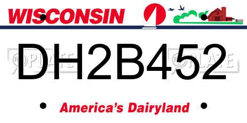DH2B452 Wisconsin License Plate