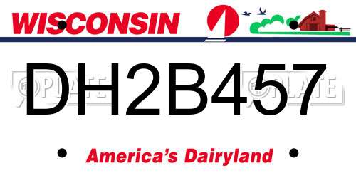 DH2B457 Wisconsin License Plate