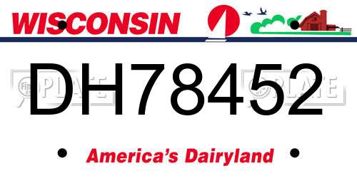 DH78452 Wisconsin License Plate