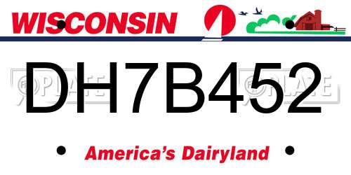 DH7B452 Wisconsin License Plate