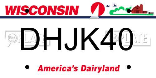 DHJK40 Wisconsin License Plate