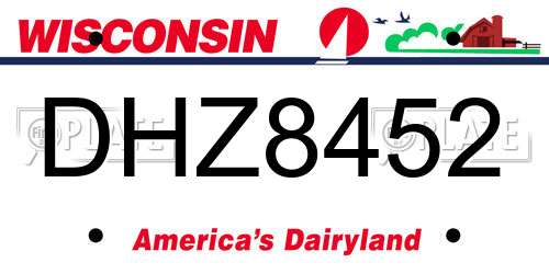 DHZ8452 Wisconsin License Plate